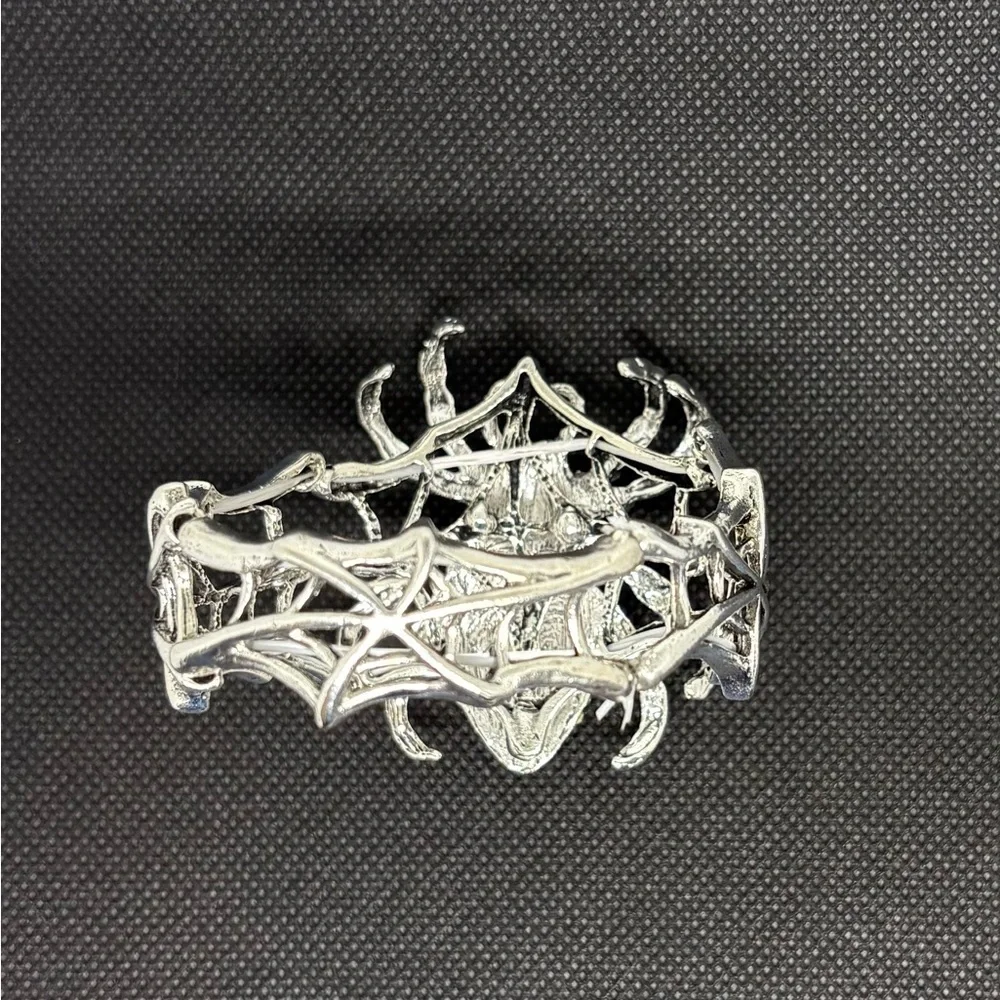 Statement Spicer Web Cuff Bracelet | Crystal Rhinestone | Halloween Gothcore - Picture 4 of 7